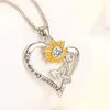 Heart Sunflower Pendant Necklace Romantic Love Sun Flower Charm Chain Jewelry For Lady Accessories