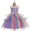 Baby Girls Unicorn Tutu Dress Pastell Rainbow Princess Girls Birthday Party Dresses Barn Barn Halloween Unicorn Utför kostym 1017 E3