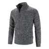 Men's Sweaters Men's Thick Warm Knitted Pullovers Autumn Solid Long Sleeve Turtleneck Half Zip Fleece Winter Comfy Coat MaleMen's