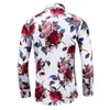 가을 새로운 패션 남성 셔츠 캐주얼 긴 소매 버튼 셔츠 남성용 장미 인쇄 꽃 셔츠 남자 플러스 크기 5xl 6xl 7xl
