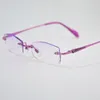 Mode lunettes de soleil cadres raffinés dames lunettes myopie pur titane sans monture diamant coupe lunettes mode