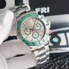 Luxury Men's Watch 40mm Automatisk armbandsur Mekanisk grön lysande urtavla Rostfritt stål Rem Sapphire Mirror ST9 Classic256Q