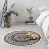 Nordic Ins Cotton and Hemp Floor Mat National Style Round Carpet Door Foot Non Slip Bohemia in Bedroom