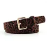 Belts Sexy Leopard Horsehair Pu Leather Waist Belt For Women Fashion Square Metal Buckle Pin Strap Lady Jeans Trousers Pants WaistbandBelts