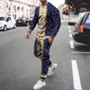 Мужские спортивные костюмы Spring Fashion Men Men 2 Piece Suit Tracksuit 3D Print осень с длинным рукавом ретро-бегун