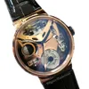2022 Мужские часы 6312 Tourbillon Циферблат из розового золота Автоматический механизм Кожаный ремешок джентльмен Наручные часы 44 мм