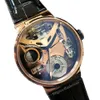 2022 Herrenuhr 6312 Tourbillon Roségoldenes Zifferblatt Automatikwerk Lederarmband Herrenarmbanduhr 44 mm