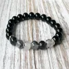 SN1055 Top Quality Black Onyx Rutilated Quartz Bracelet Healing Bracelet Bracelet Heart Chakra Yoga Jewelry262o