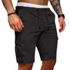 Calça de carga masculina de jeans masculino masculino casual de verão shorts sólidos shorts multi-bolsos drawtring quinto esportes para caminhadas ao ar livre