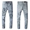 Designer Herren Jeans Hip-Hop Fashion Reißverschluss Loch Wäsche Jean Hosen Retro zerrissene Faltnähte Männer Design Motorrad Reiten kühle schlanke Pantel lila Jeans für Mann Frauen