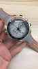 Wristwatches Mens Quartz Chronograph Watch Black Ceramic Orange Canvas RubberWristwatches