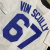 1950-2016 Vin Scully Jersey White Voice S-3xl Blue Grey Black Button Down