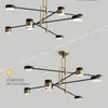 Lampy wiszące złoto czarny metal żelazny żyrandol do domu dekoracja salonu w stylu nordyckim 4/6/8 głów
