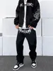 Męskie dżinsy Michael Myers Baggy Man Trendyol Mężczyźni Szkieletowe spodnie Y2K Drukuj Hip Hop Ogiemności Vintage Streetwear szerokość nóg Szerokość nóg