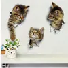 Новейший домашний декор кошки 3D стены наклейки на стены. Вид отверстия туалетная наклейка кошка дома украшение ПВХ наклейки на стены Съемные художественные обои185S