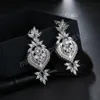 Luxury Sparkling Leaf Chandelier Flower Earrings For Women CZ Earrings In Silver Bridesmaid Thank You Gift Vintage Jewelry