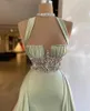 Elegant Mermaid Evening Dresses With Detachable Cape Beaded Crystal Formal Prom Gowns Custom Made Plus Size Pageant Wear Party Gown Robe de mariee