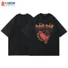 Rainbowtouchs Tshirt Ukuran Besar Hip Hop Uniseks T Shirt Wanita Setengah Lengan Print Cinta Pemuda High Street Pria 220610