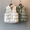 Kobiety kamizelka zimowa stojak na kołnierz elegancka bawełniana kamizelka ciepłe topy kamizelka Chaleco Mujer Gilet Casaco feminino LJ201021