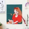 Arazzi Mini adorabile simpatico arazzo da parete appeso cartone animato ragazza camera da letto decorativo soggiorno