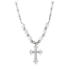 Chokers Vintage minimalistyczny świecący krzyż wisiorek naszyjniki dla kobiet dziewczyna prezent rocznica ślubu Trendy biżuteria na szyję Goth naszyjnik z pereł GC974
