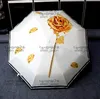 Gold Flowers Parasole Hipster Automatyczne Projektant Luksusowe Parasole Wysokiej Jakości Outdoor Travel Wielofunkcyjne Wiatroszczelne deszczowe parasole