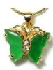 Charmig Green Jade Butterfly Pendant Halsband 17.5 tum AAA