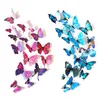 Wall Stickers 12 Pack Magnetic Double Sided Tape 3D Sticker Simulation Color Butterfly Bedroom Decoration