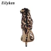Eilyken Summer Fashion Leopard Grain Party Sexy Open Open Thin Thin Sandals Songant Buckle Strap Lady Pumps Sandals Size 35-40 220516