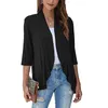 Women Thin Cardigan In Jersey Open Stitch Jacket Spring Autumn Office Lady Coverup