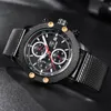 Armbandsur Benyar Top Sport Fashion Watches Men Steel Mesh Rubber Band Waterproof Quartz Watch Male Chronograph Drop Drop