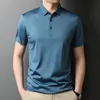 Polo d'été Jacquard pour hommes, chemises de luxe en soie de mûrier, manches courtes, couleur unie, T-shirts simples et fins pour hommes de Golf