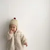 Caps chapéus boné de bebê fofo malha pompom kids chapéu de inverno ouvido grossa gorro quente menino menino cor sólida para criança bonnet munfscaps