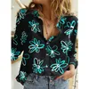 Women's T-Shirt Casual Long Sleeve Print Loose Shirts Women Plus Size Cotton And Linen Blouses Tops Vintage Button Streetwear Tunic TeesWome