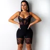 Sexig spets bodysuit kvinnor backless romper svart bodycon jumpsuit overall elegant mager party club bodysuit short playsuit t200113