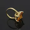 Wedding Rings Bright Big Yellow Cubic Zirconia Square Design Ring Gold Color Exquisite Custom Bands Finger For Women Accessories Rita22