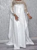 Casual Dresses Women Loose Long Dress Kaftan Patchwork White Sequined See Through Celebrate Event Occasion African Female Robes Gowns Overi