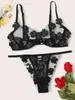 2022 Zomer Sex Doll Dames 2-Piece Butterfly Applique Borduurwerk Mesh Sexy Kant Leuke Lingerie Set