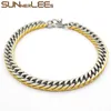 Catena di collegamento Sunnerlees gioielli Bracciale in acciaio inossidabile da 7 mm in oro argento a doppio marciapiede cubane uomini da donna donere sc06 b kent22