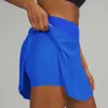 Lu-16 Летние спортивные шорты юбка с тонкой йогой леггинс в тренажерном зале Женщины, работающие фитнес-тренировкой повседневная легкая доказательство двойное слой горячие штаны