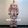 Womens Swimwear Floor Length Batwing Over Size Colorblock Print Collar Elegant Knit Long-sleeve Dress Womens Spring Fashion ClothingWo''gg''HZ0W