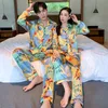 Luxe Pyjama Satin Pyjamas Ensembles Couple Vêtements De Nuit Ensemble Pijama Amant Nuit Costume Homme Femme Casual Maison Vêtements Jeunesse Porter 220511