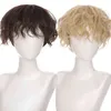 Femmes Cheveux Synthétiques Ailiade Court Bouclés Perruques pour Hommes Résistant À La Chaleur Noir Brun Cosplay Fête Halloween Perruque Quotidien Faux 0527