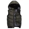 Hommes gilets hiver à capuche gilet hommes chapeau détachable chaud sans manches vestes hommes qualité décontracté mâle manteau Homme grande taille Guin22