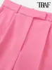 TRAF femmes mode poches latérales fléchettes avant pantalon à jambes larges Vintage taille haute veste pour homme femme pantalon Mujer 220813