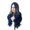 Golvende blauw grijs pruik Woodfestival kleurrijke krullende pruiken voor vrouwen middelste haarlijn synthetisch haar lange cosplay20459534606604