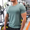 Męskie swobodne sportowe odzież Fitness Sports Gym Running Tshirt Outdoor Jogging Tops Cienka oddychająca elastyczność 220615