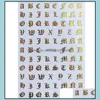 Autocollants Stickers Nail Art Salon Santé Beauté Nouveau Décalque 3D Alphabet Lettres Blanc Noir Or Acrylique Ongles Outil Ship Drop Delivery 2021 Drj