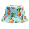 Pineapple Printed Double-Sided Bucket Hats For Women Men Lemon Cherry Fruit Summer Panama Cap Sun Fishing Bob Fisherman Hat Bone 220513