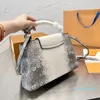 Tasche Hochwertige Handtaschen Geldbörse Echtes Leder Clemence Abnehmbarer Schultergurt Innenfach Tasche Mode Buchstaben Tragetaschen